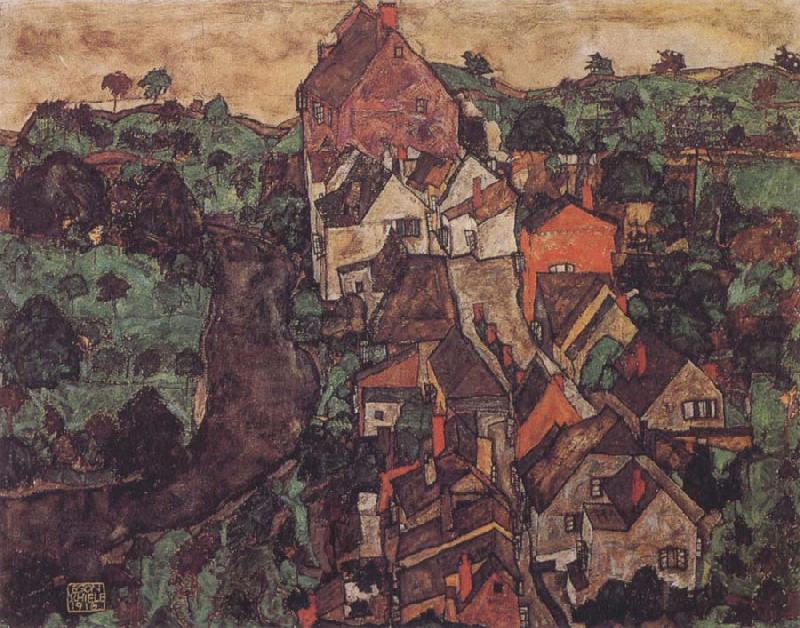 Krumau Landscape, Egon Schiele